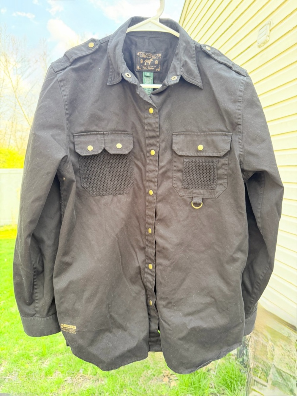 Ralph Lauren Black Utility Button-Down Shirt with Brass Snaps - Picture 8 of 16